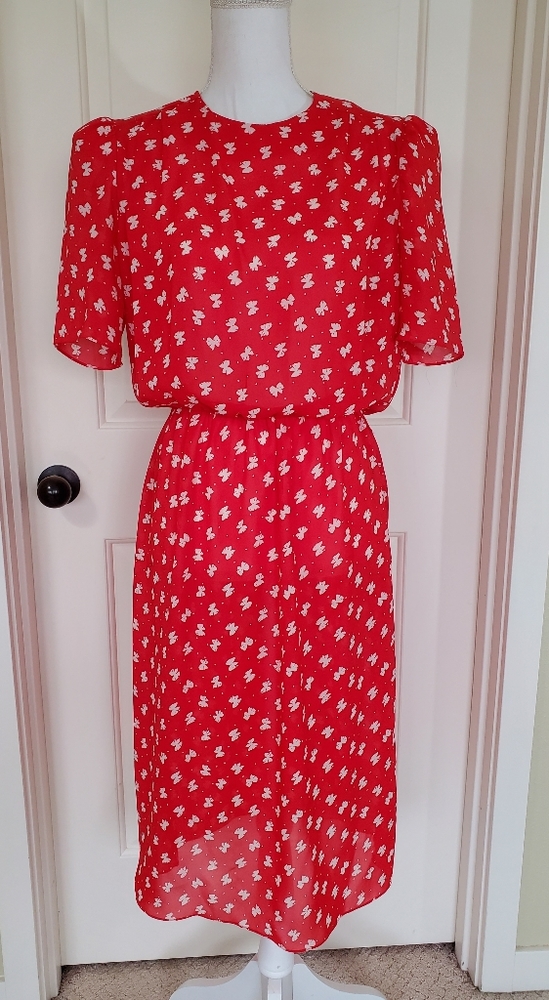 Vintage Alison Peters Red/White Butterfly Dress